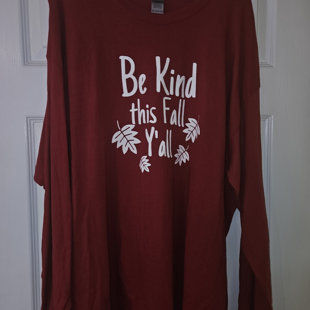 Red Long Sleeve Shirt with Fall Print